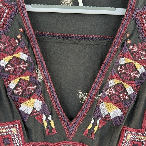 Free People Embroidered Empire Kimono Sleeve Dress, M - Picture 7 of 10